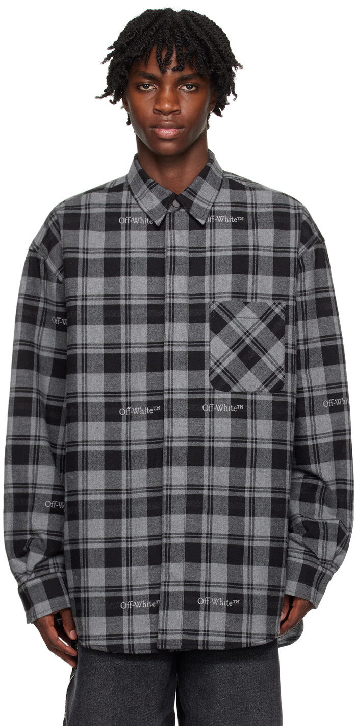 

Off-White Серая куртка в клетку, Серый