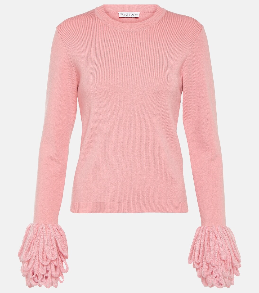

Свитер из смесовой шерсти с бахромой Jw Anderson, розовый