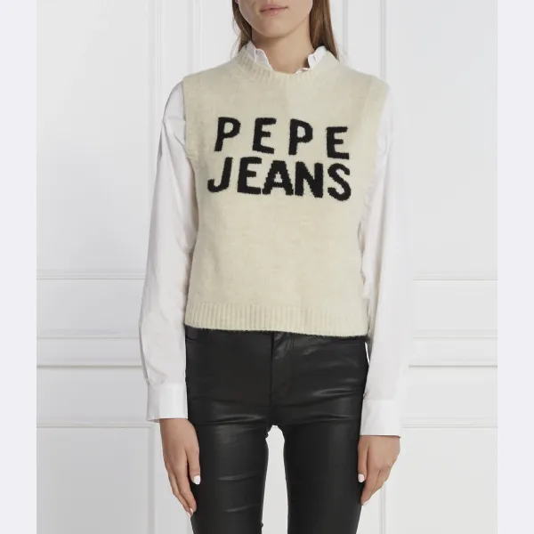 

Трикотажный жилет обычного кроя с добавлением шерсти Pepe Jeans London, бежевый