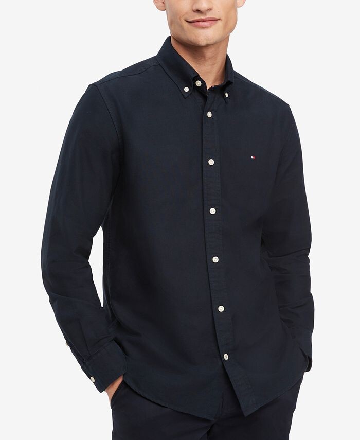 

Мужская однотонная оксфордская рубашка на заказ New England Tommy Hilfiger, цвет Desert Sky