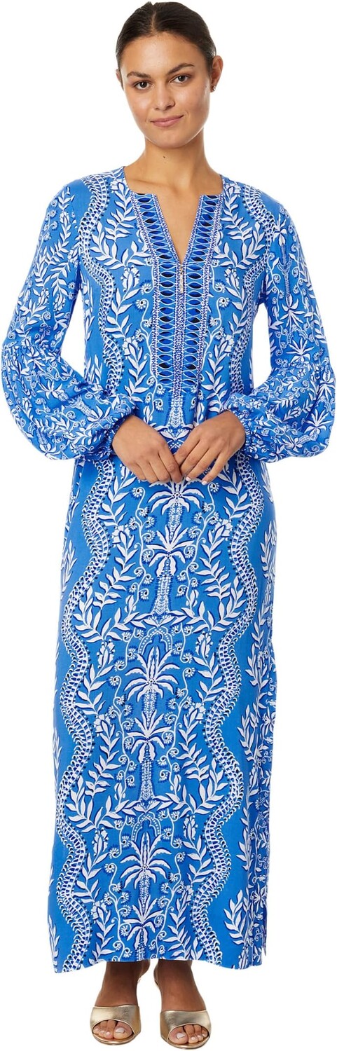 

Платье Laurelie Long Sleeve Maxi Lilly Pulitzer, цвет Abaco Blue Have It Both Rays Engineered Woven Maxi