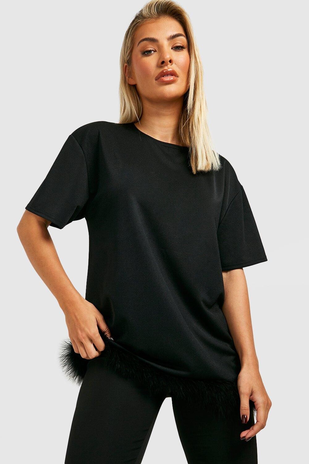 

Футболка оверсайз с женским поливом Boohoo, черный
