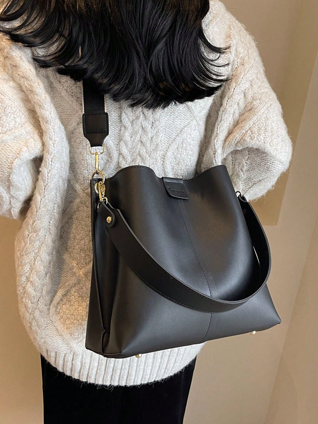 Модная сумка через плечо с несколькими карманами большой вместимости, черный