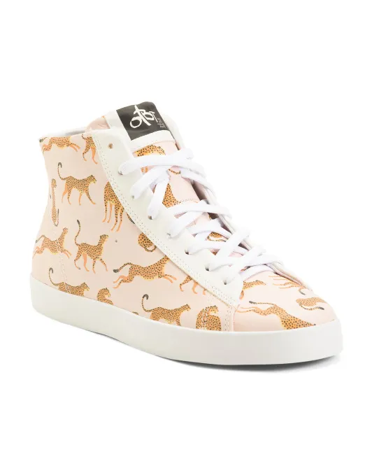

Кожаные высокие кеды на шнуровке Otbt, цвет Cheetah