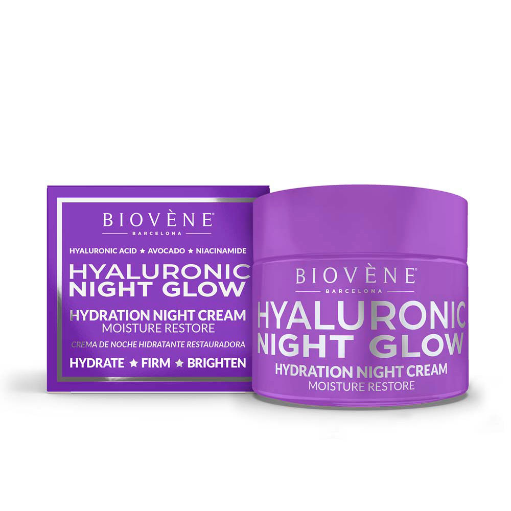 цена Увлажняющий крем для ухода за лицом Hyaluronic night glow hydration night cream moisture restore Biovene, 50 мл