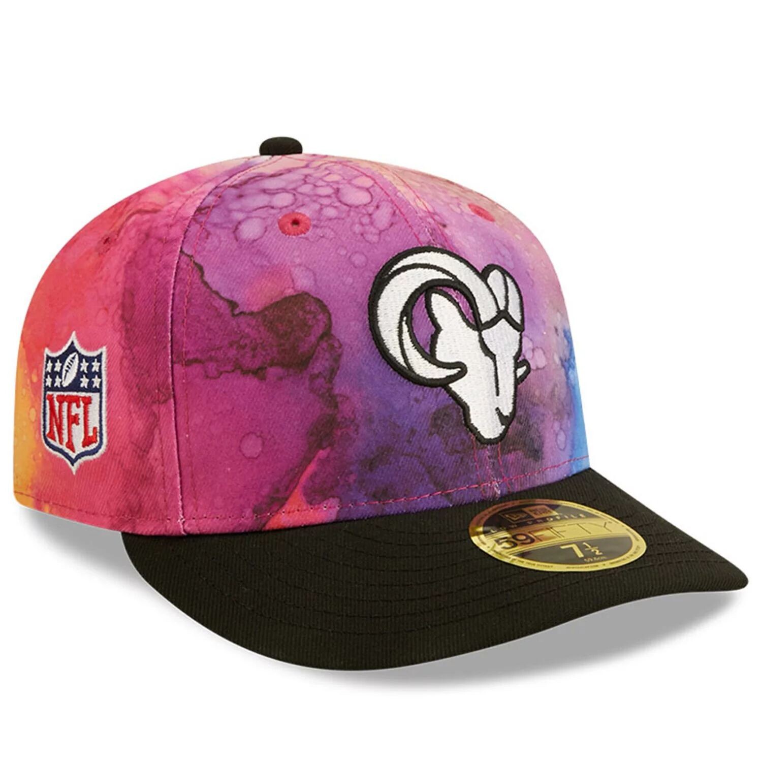 

Мужская кепка New Era Pink/Black Los Angeles Rams 2022 NFL Crucial Catch Low Profile 59FIFTY