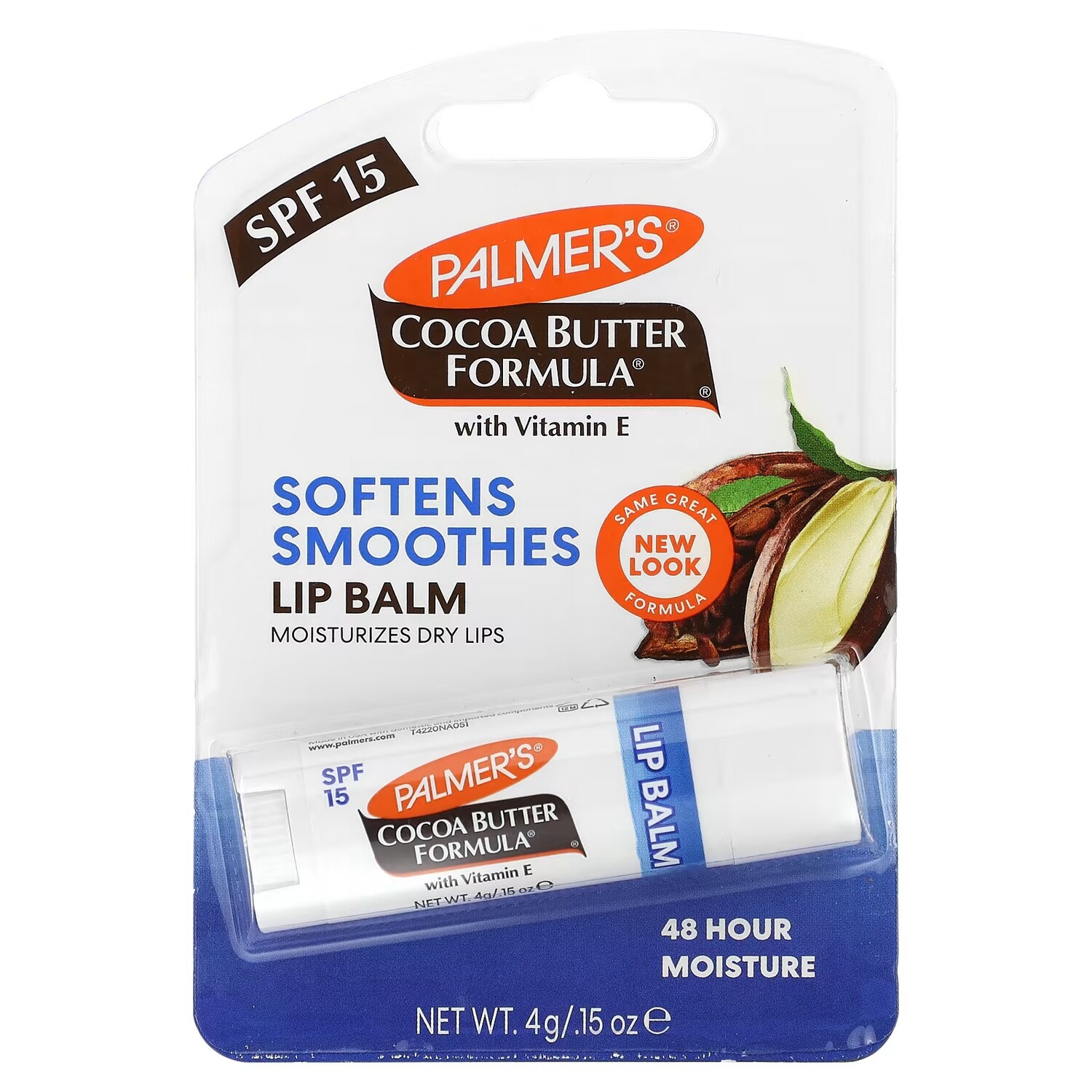 

Бальзам для губ Palmers SPF 15, с маслом какао, смягчает и разглаживает кожу, 4 гр.
