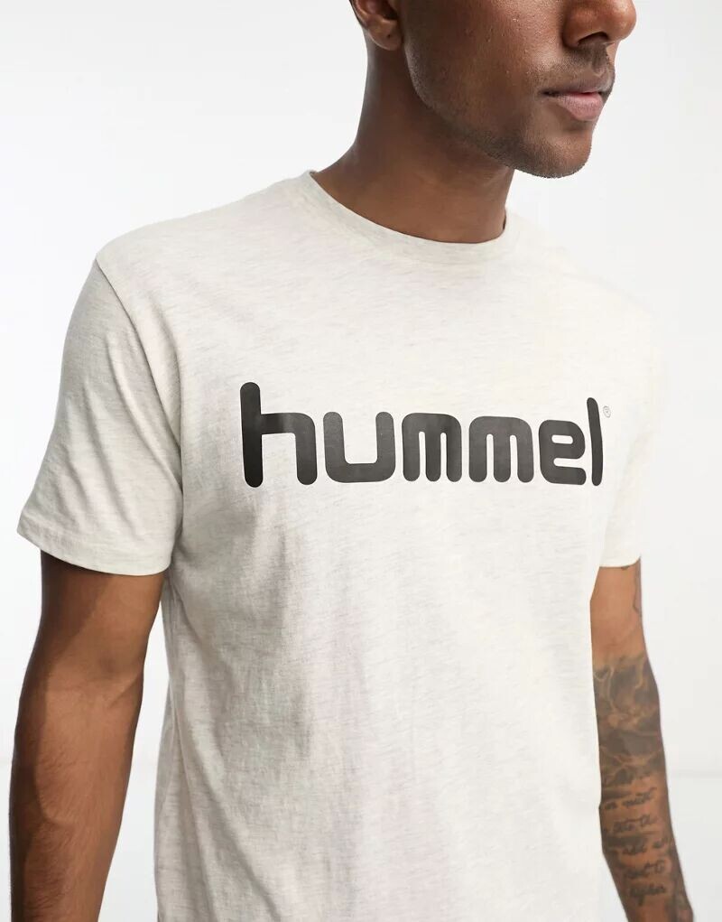 

Серая хлопковая футболка с логотипом Hummel