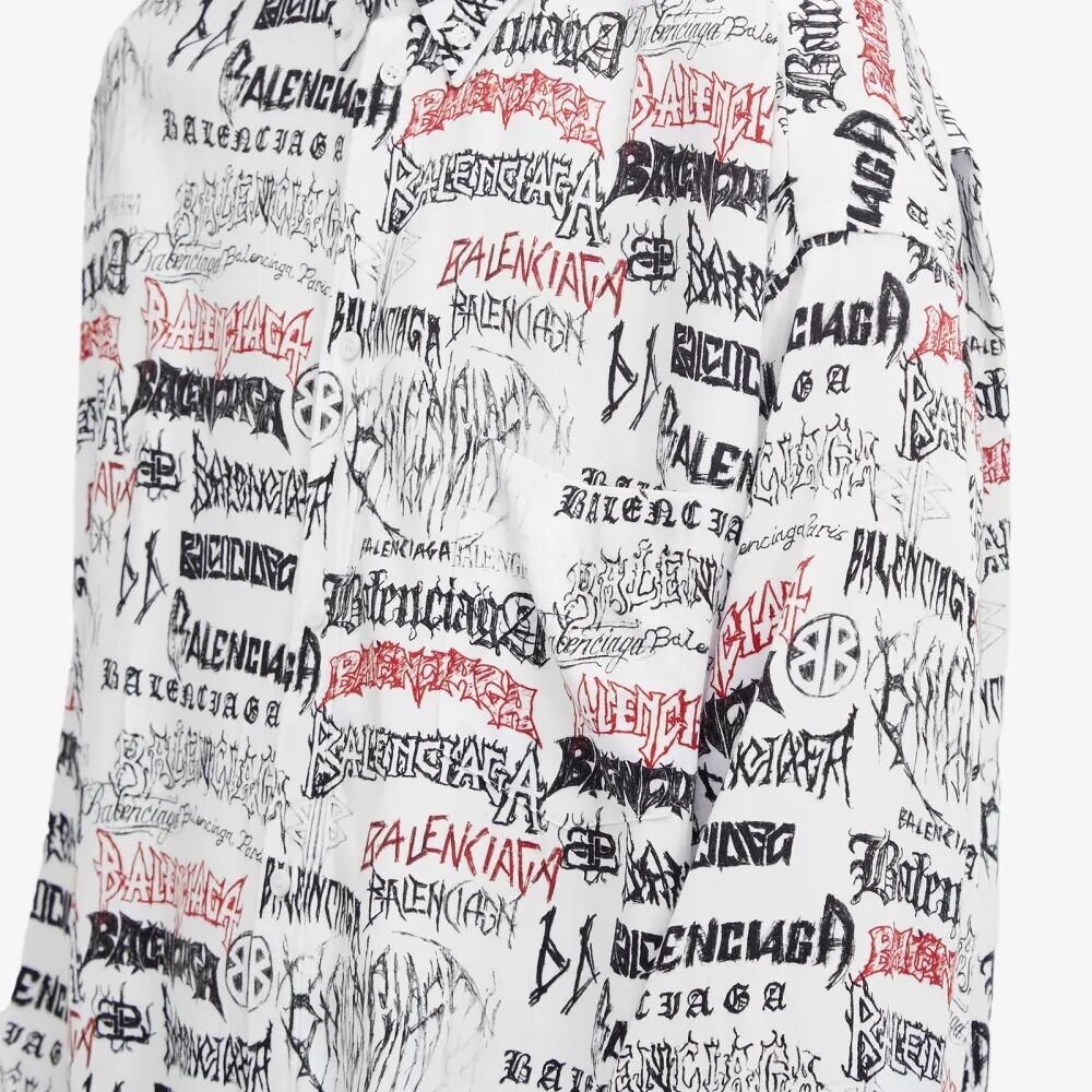 

Balenciaga Рубашка с металлическим повторяющимся логотипом, белый