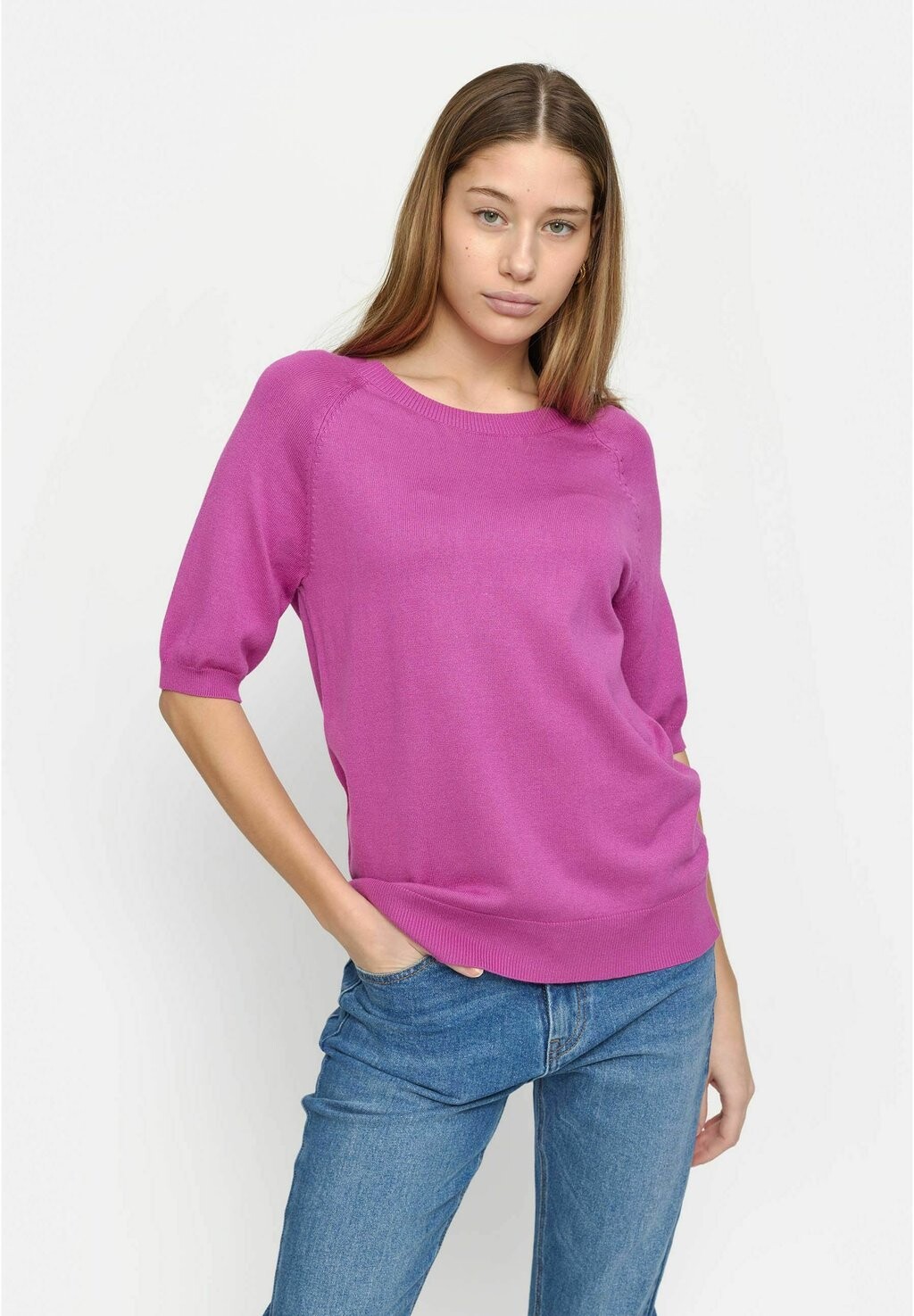 

Вязаный свитер MARLA SS O-NECK Soft Rebels, цвет purple orchid