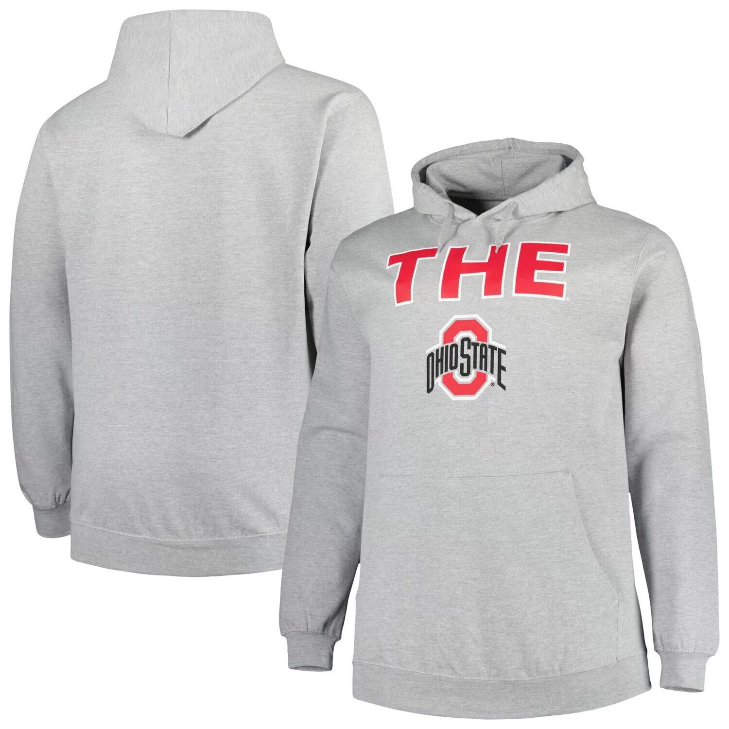 

Мужской пуловер с капюшоном Heather Grey Ohio State Buckeyes Big & Tall