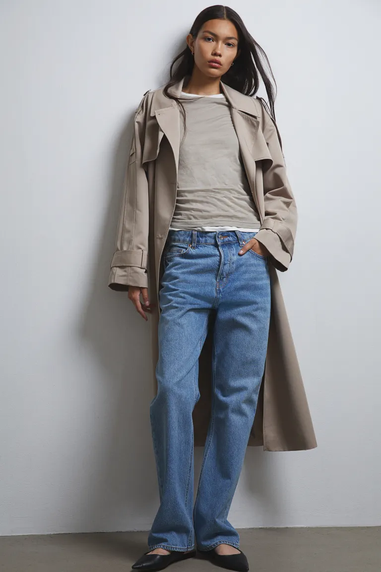 

Прямые высокие джинсы H&M, синий