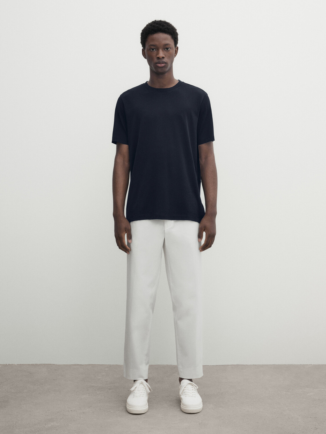 

Футболка из хлопка с коротким рукавом Massimo Dutti, темно-синий