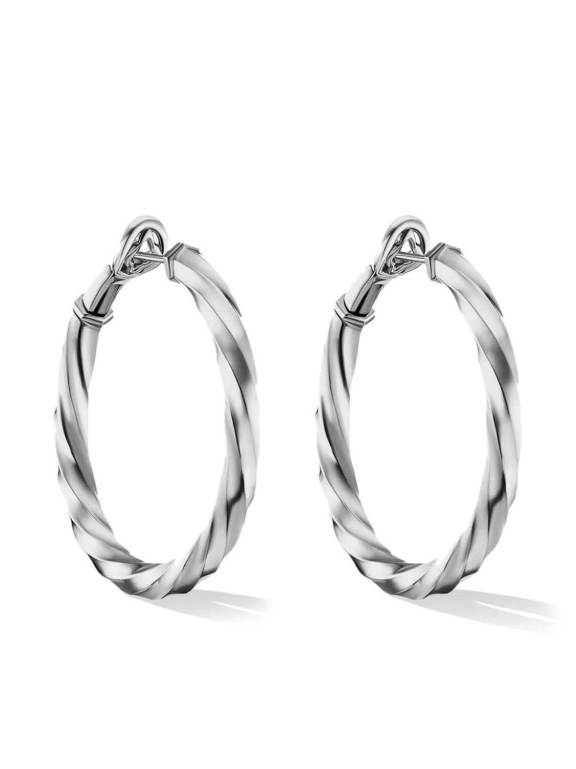 

Серебряные серьги-кольца Cable Edge David Yurman, серебряный