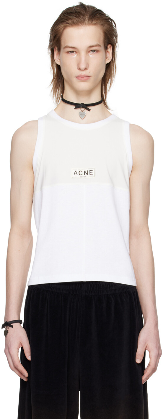 

Белая майка с нашивками Acne Studios