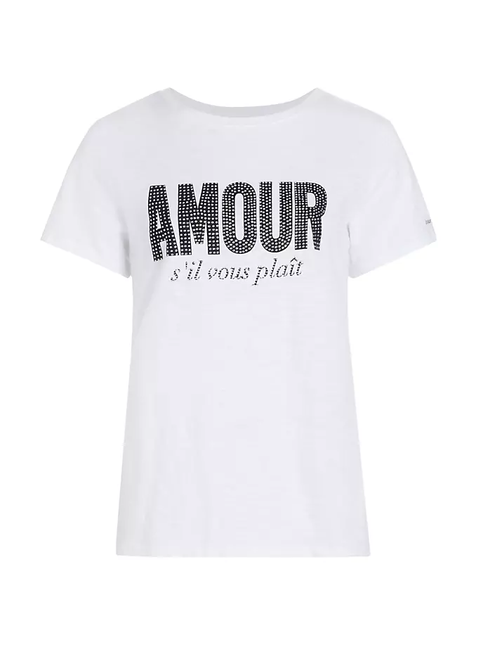 Хлопковая футболка Amour со стразами Cinq À Sept, черный