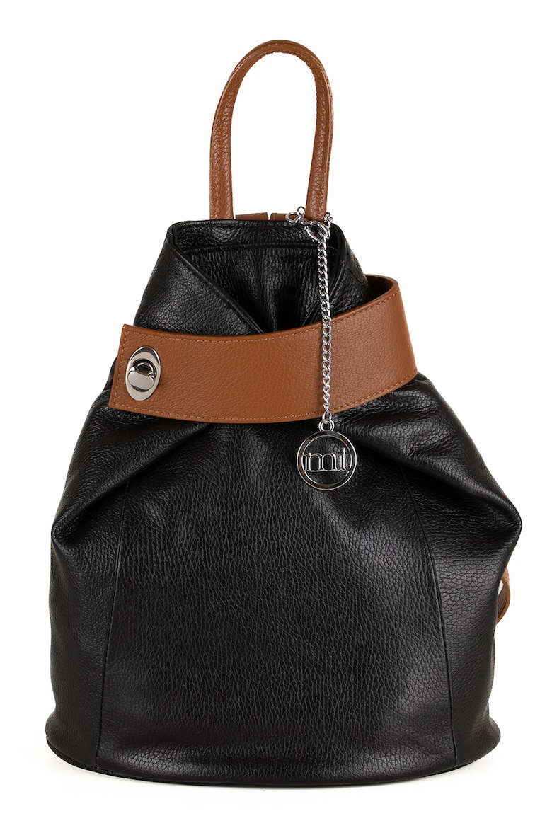 Кожаный рюкзак Sirietto с логотипом Mia Tomazzi, черный