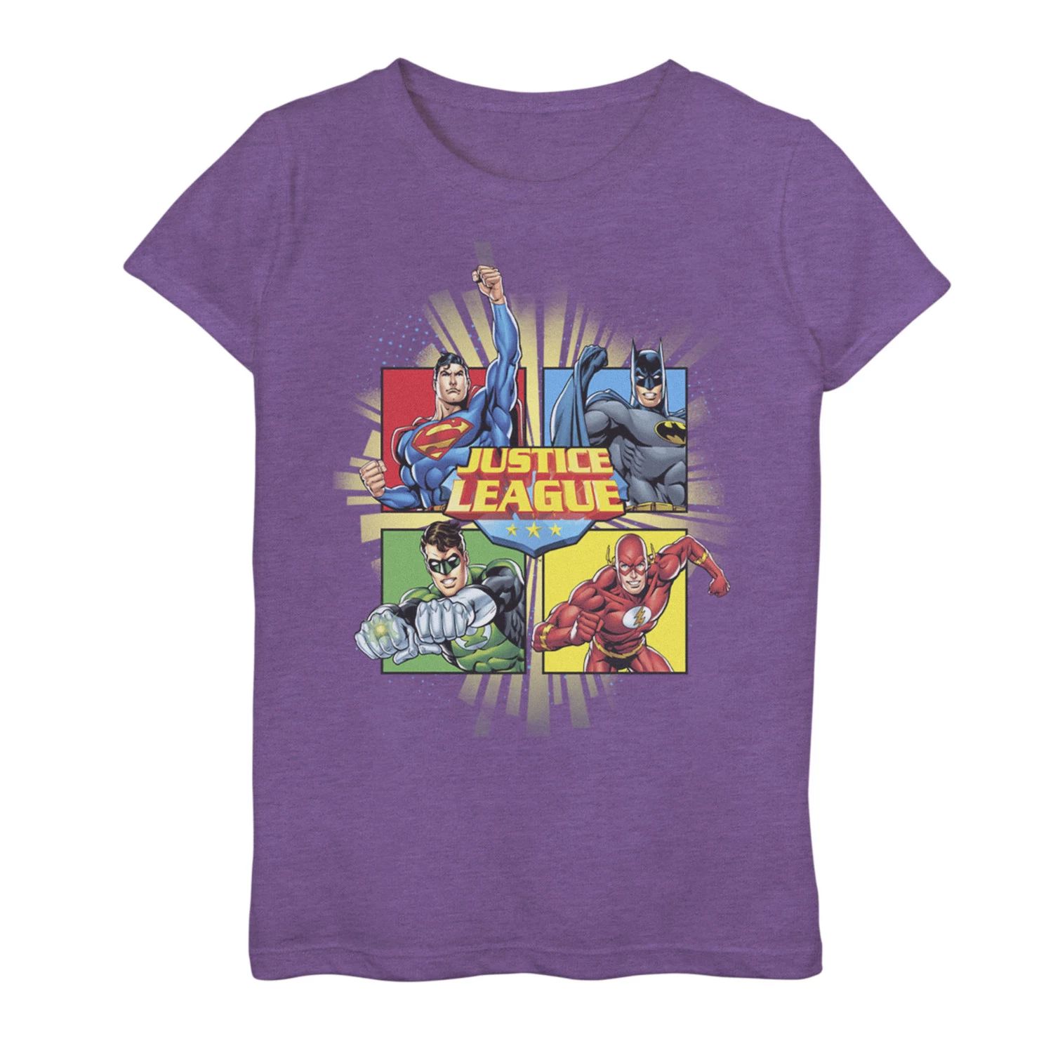 Футболка с рисунком «Лига справедливости DC Comics» для девочек 7–16 лет Quad Box up DC Comics