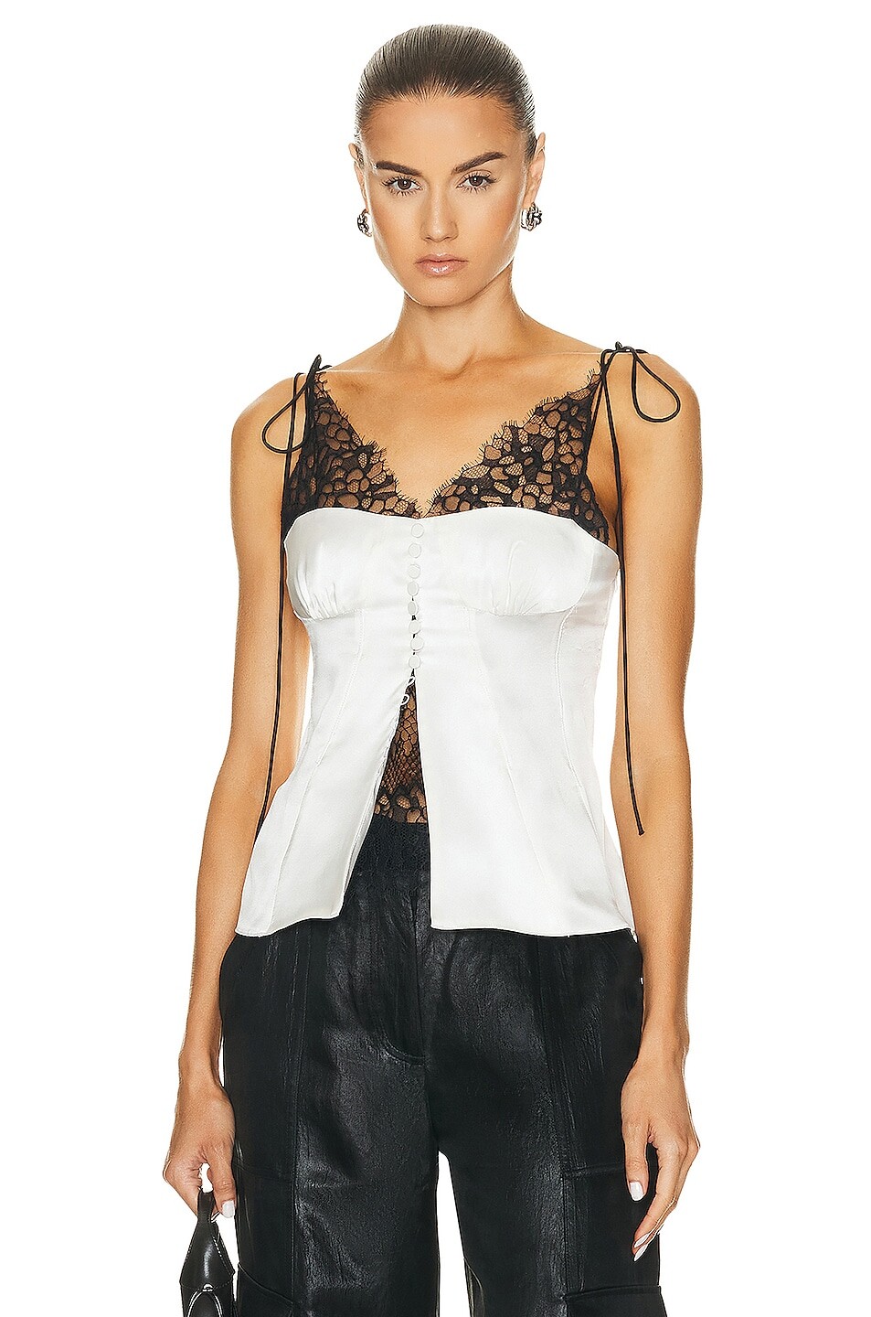 

Топ Simkhai Hyla Lace Combo Camisole, слоновая кость