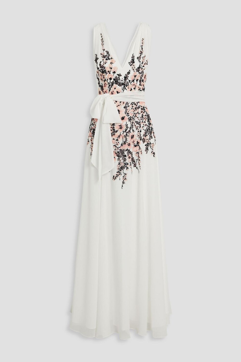 

Платье из крепдешина с декорированным принтом BADGLEY MISCHKA, белый