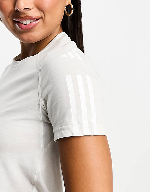 

Серая футболка из технического хлопка с 3 полосками adidas Training, Серый