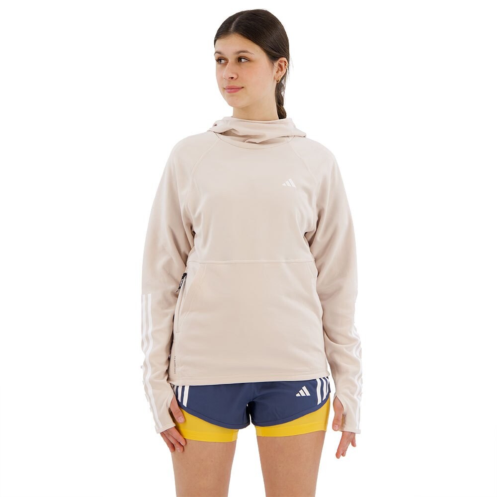 

Худи adidas Own The Run Excite 3 Stripes, бежевый