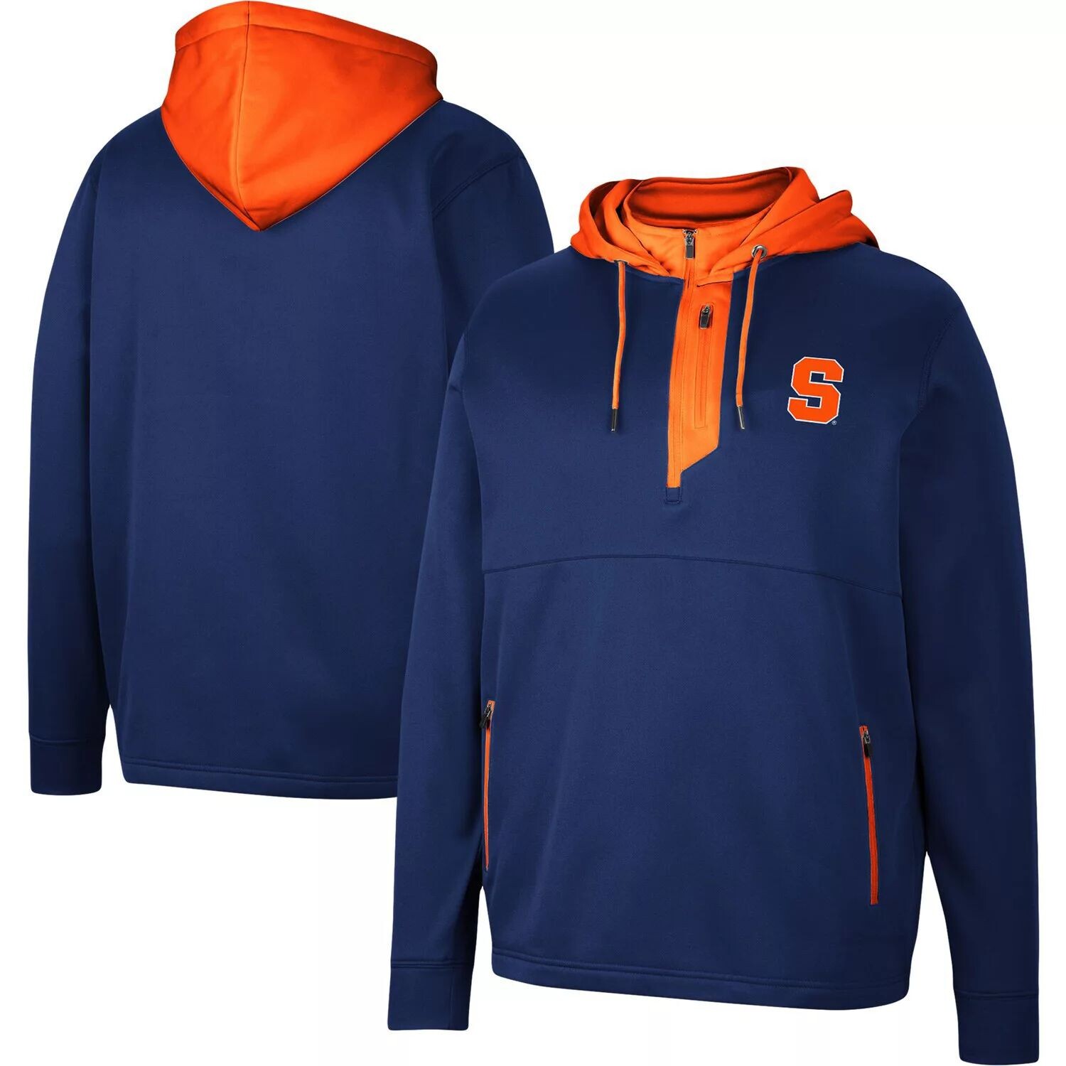 

Мужская толстовка с капюшоном Colosseum Navy Syracuse Orange Luge 3.0 с молнией в четверть