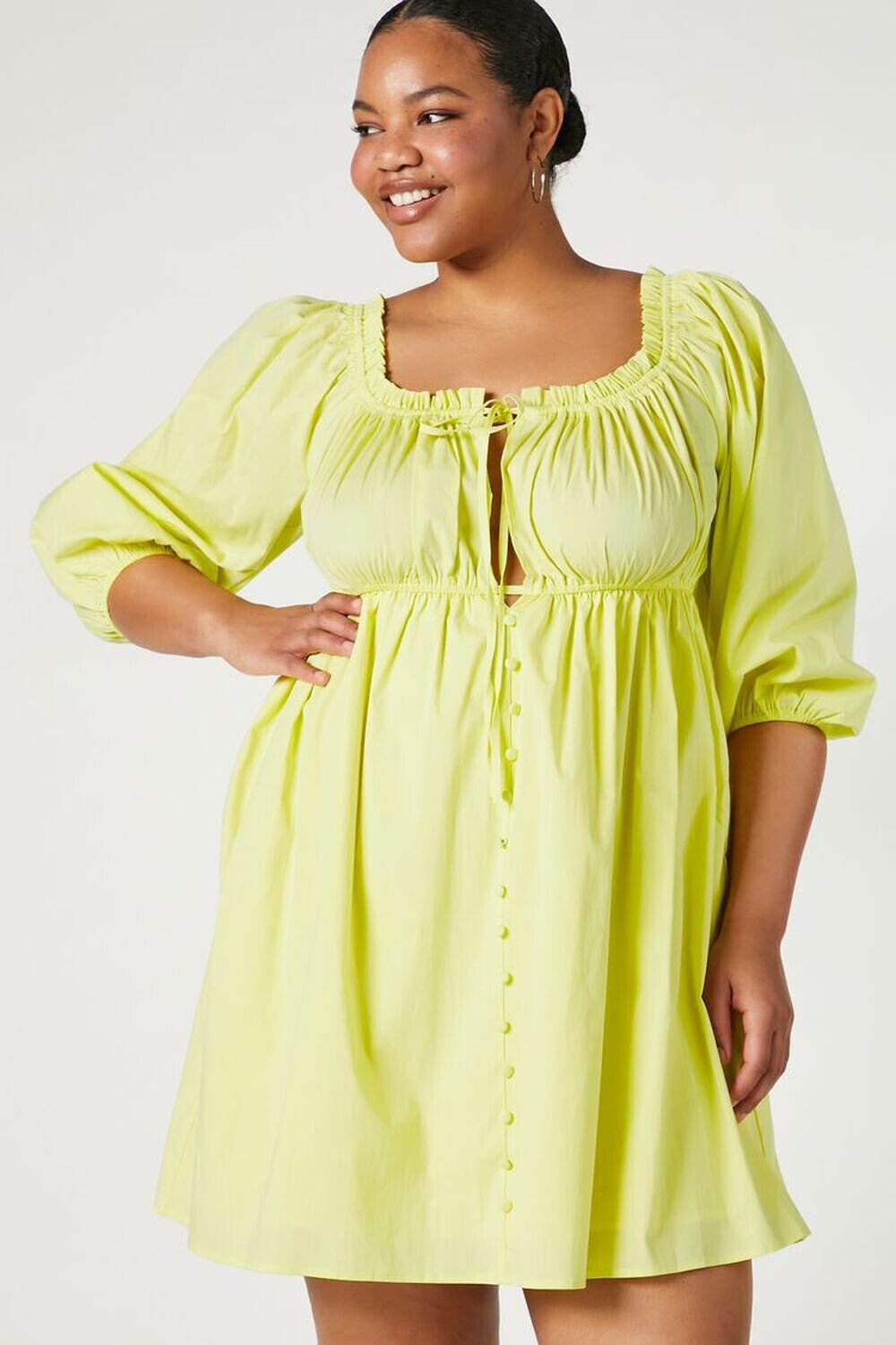 

Мини-платье Babydoll из поплина больших размеров Forever 21, желтый