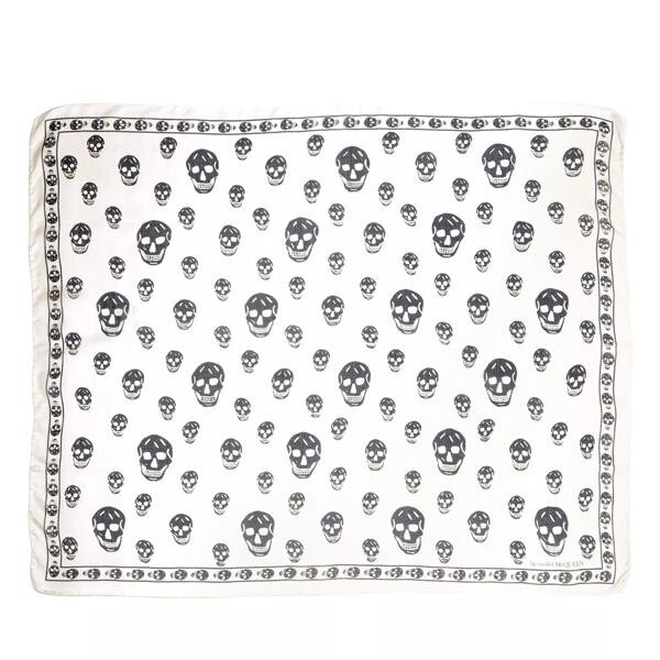 

Шарф skull scarf 104x120 ivory/black Alexander Mcqueen, черный