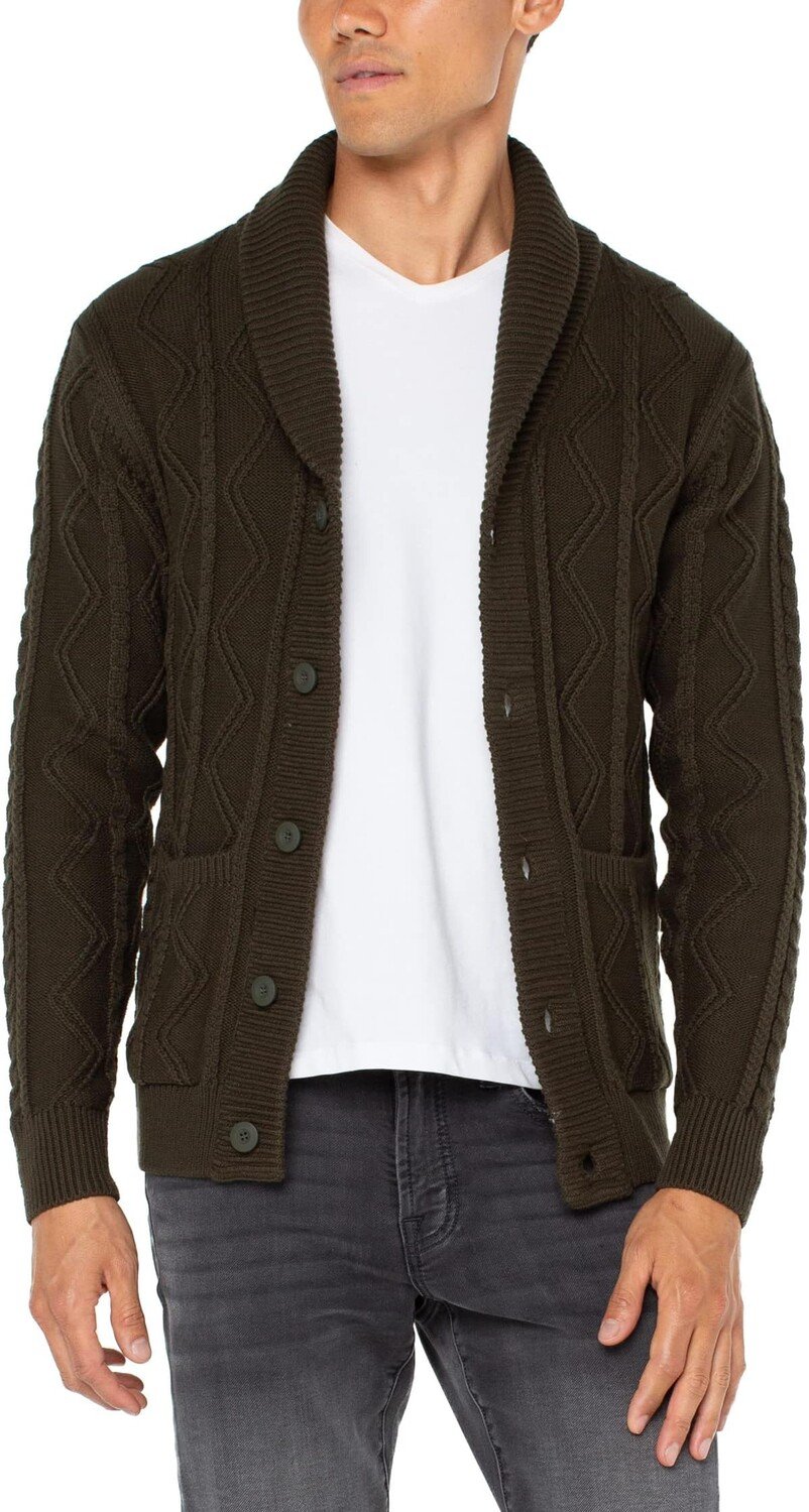 

Свитер Fisherman Cable Shawl Collar Cardigan Liverpool Los Angeles, цвет Moss