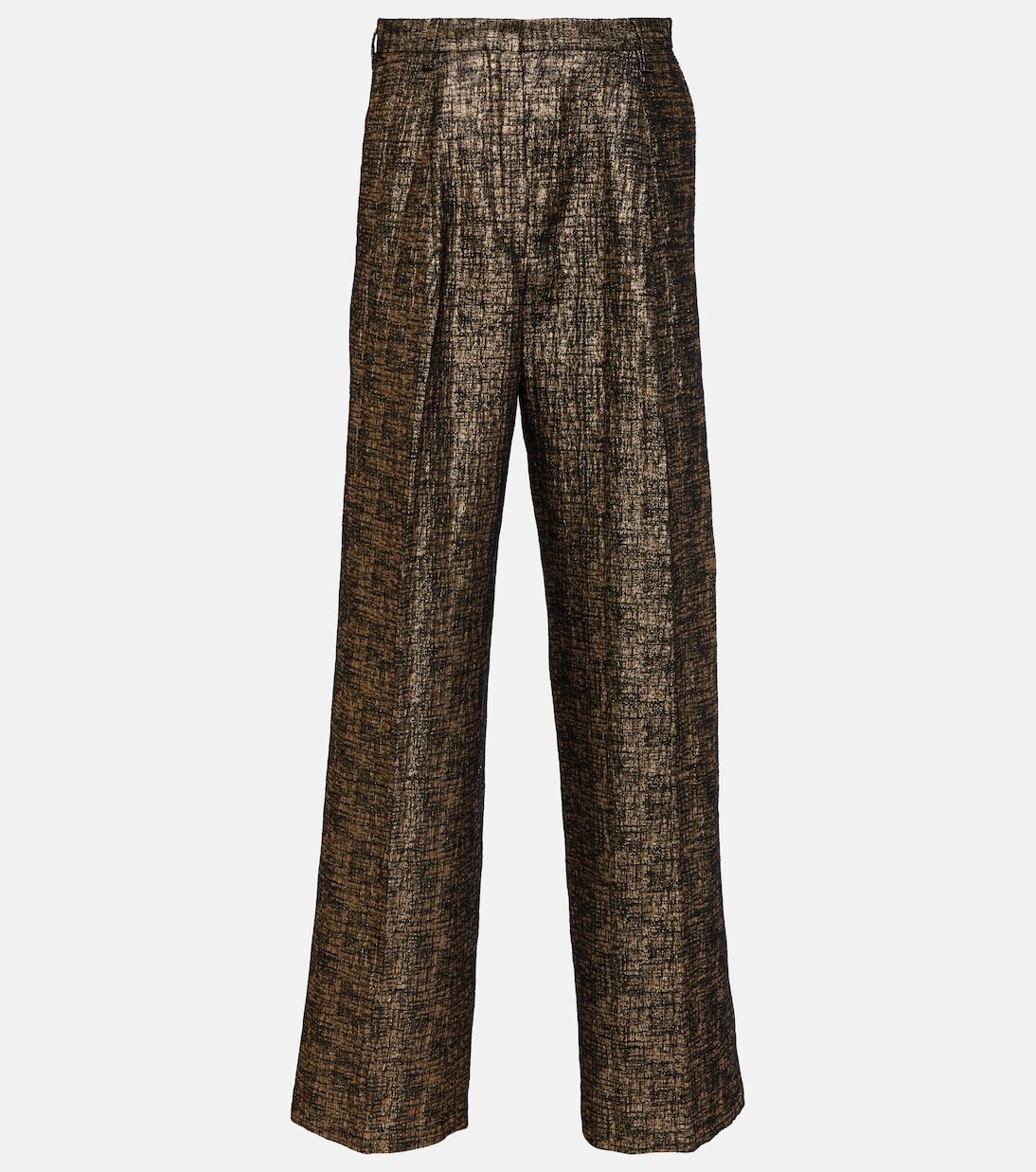 

Твидовые прямые брюки с высокой посадкой Dries Van Noten, золото, Желтый