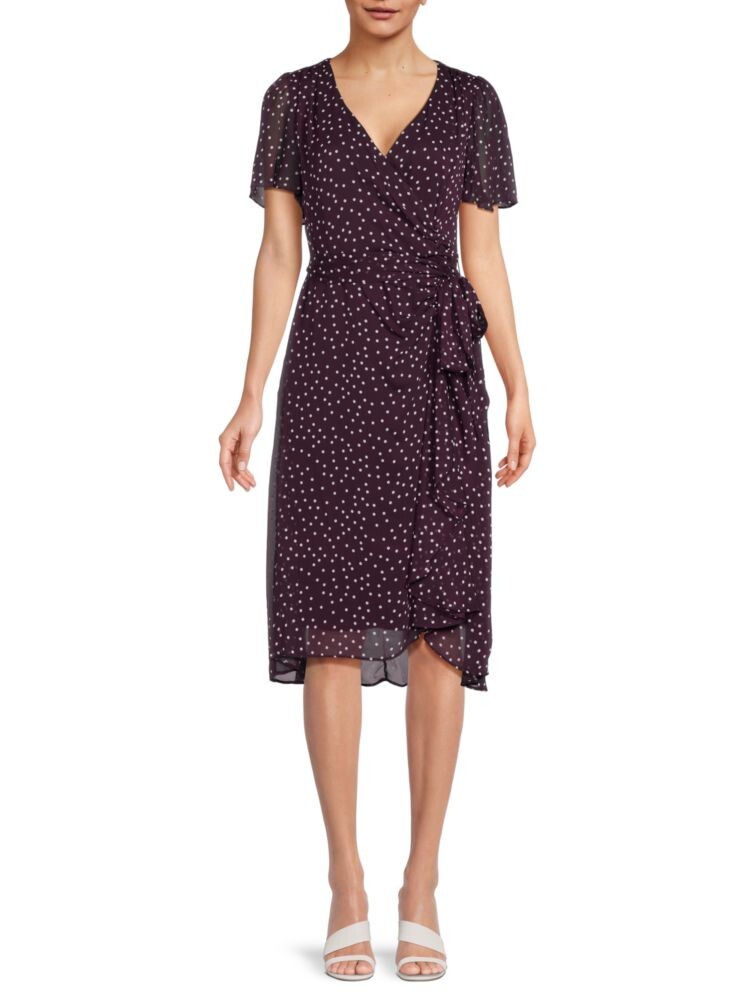 

Платье из искусственного запаха в горошек Dkny, цвет Raisin Multi
