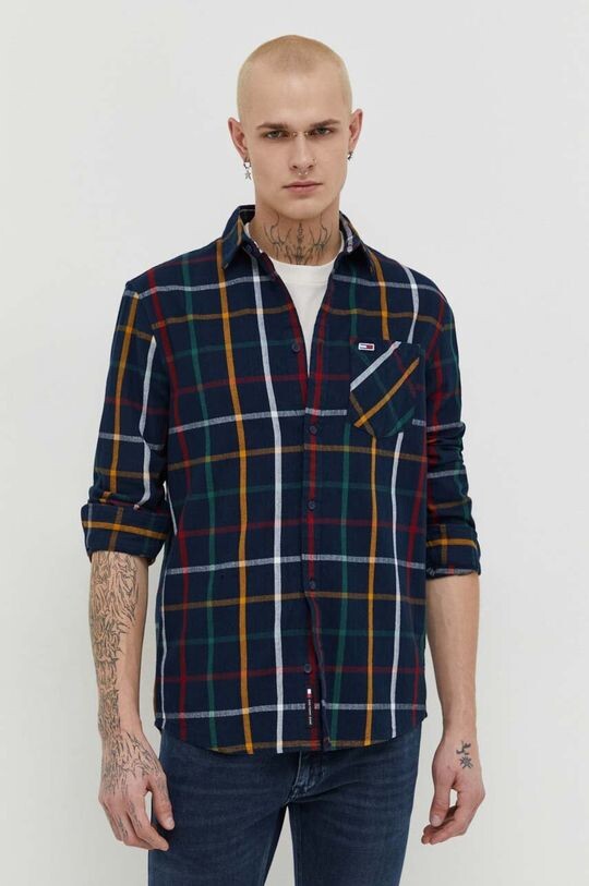 

Хлопковая рубашка Tommy Jeans, темно-синий