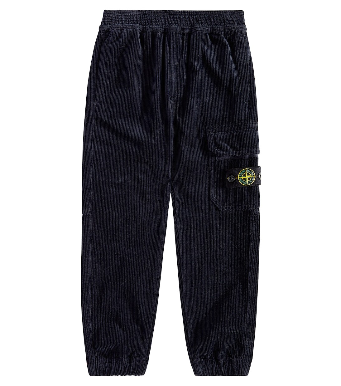 

Вельветовые брюки зауженного кроя из смесового хлопка Stone Island Junior, синий