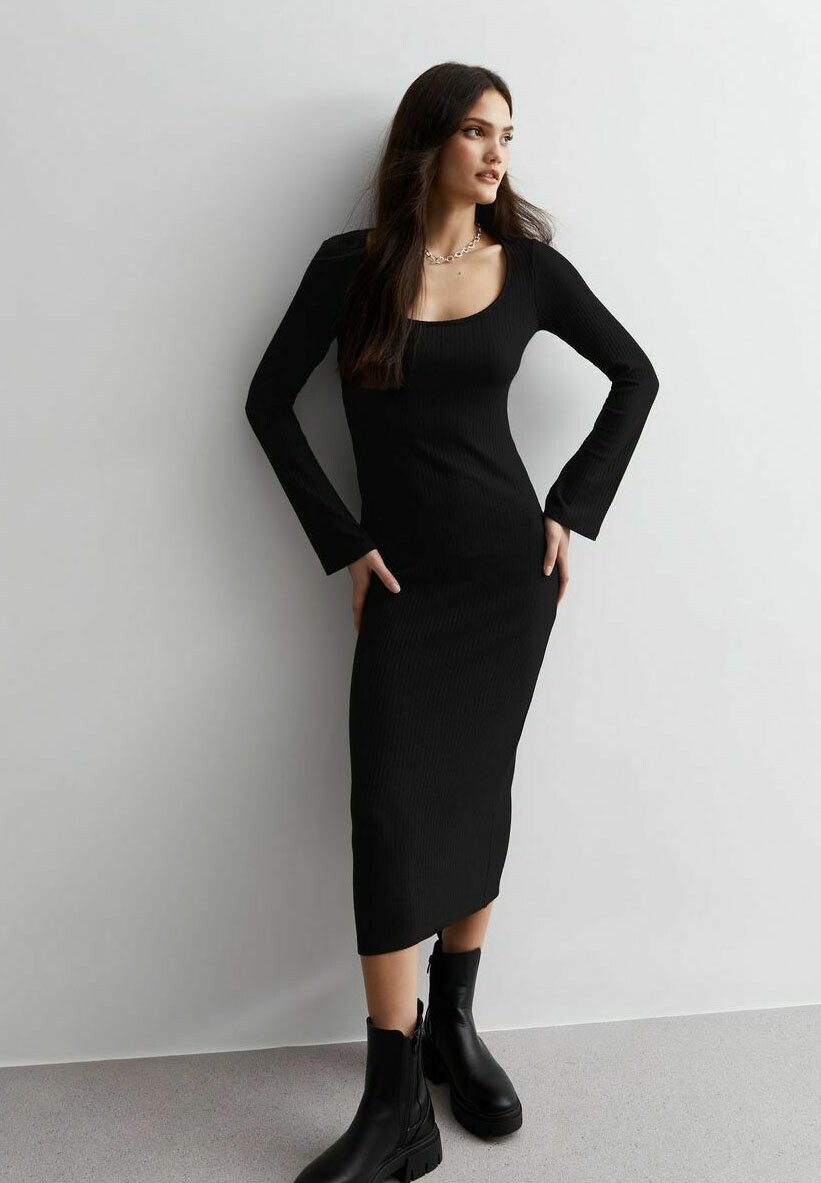 

Трикотажное платье SCOOP NECK New Look, цвет black