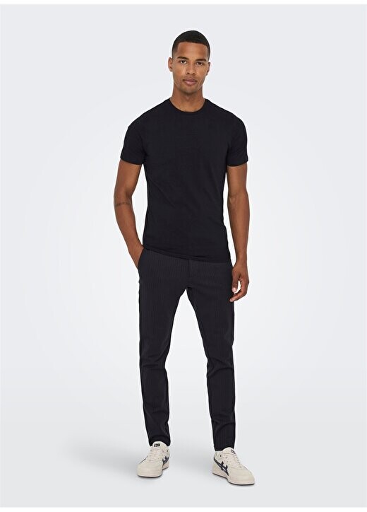 

Черные мужские брюки с высокой талией Slim Leg 22013727_ONSMARK PANT STRIPE GW 372 Only & Sons, черный