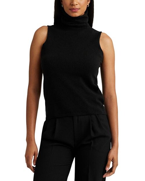 

Кашемировый топ без рукавов с высоким воротником Ralph Lauren, цвет Black