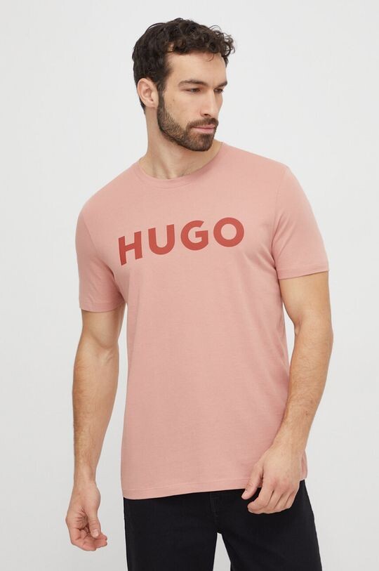

Хлопковая футболка Hugo, розовый