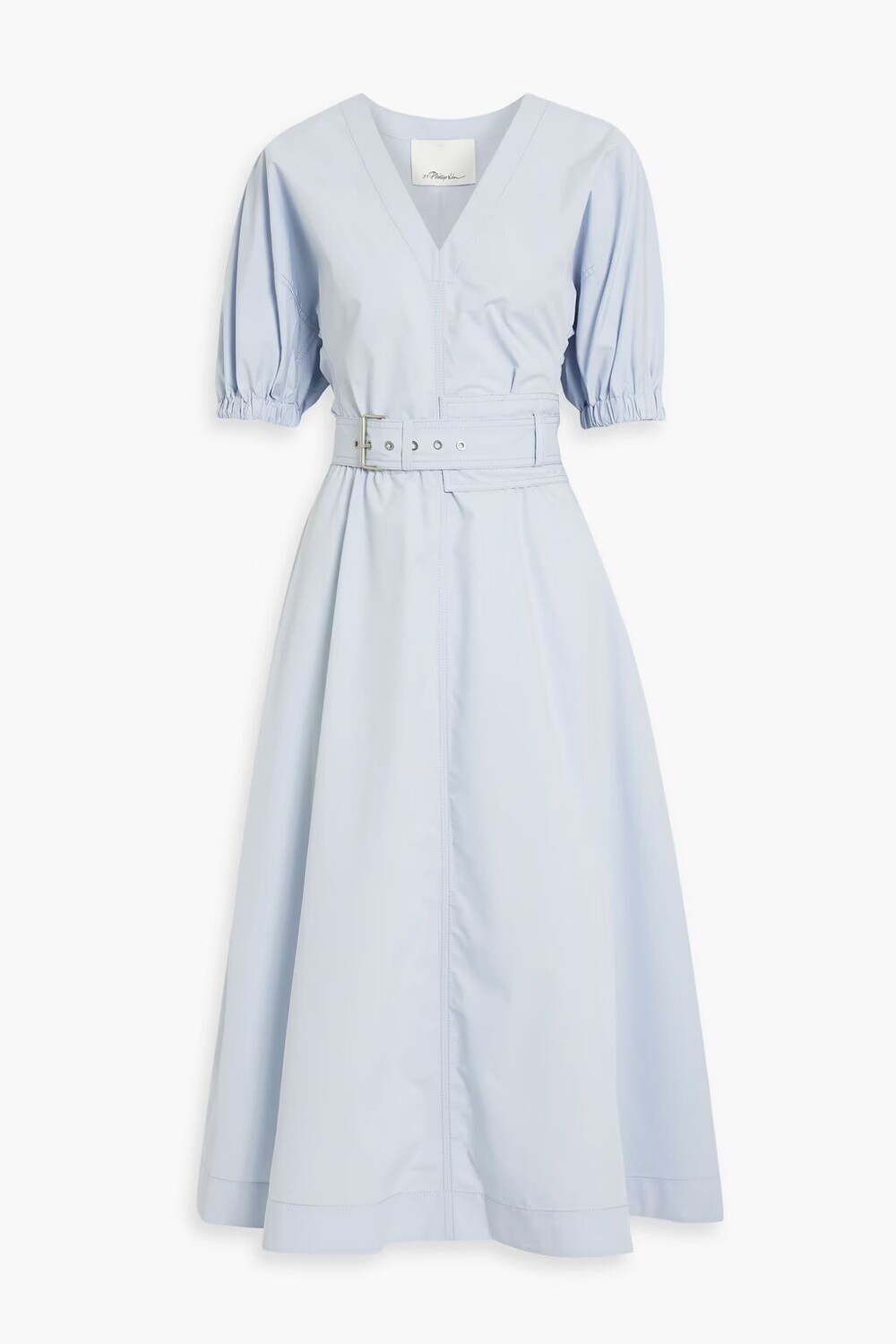 

Платье миди из поплина с поясом 3.1 Phillip Lim, светло-синий