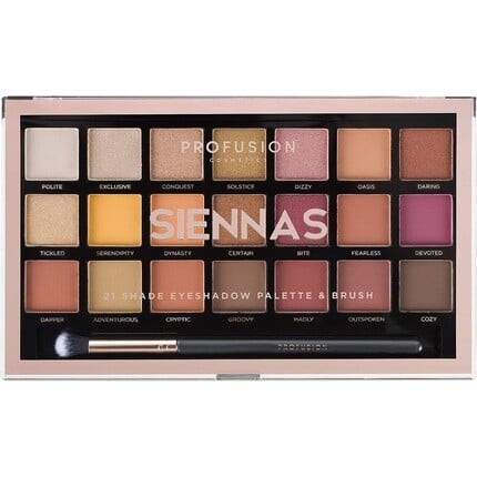 

Палитра теней для век Siennas 21 оттенок, Profusion Cosmetics