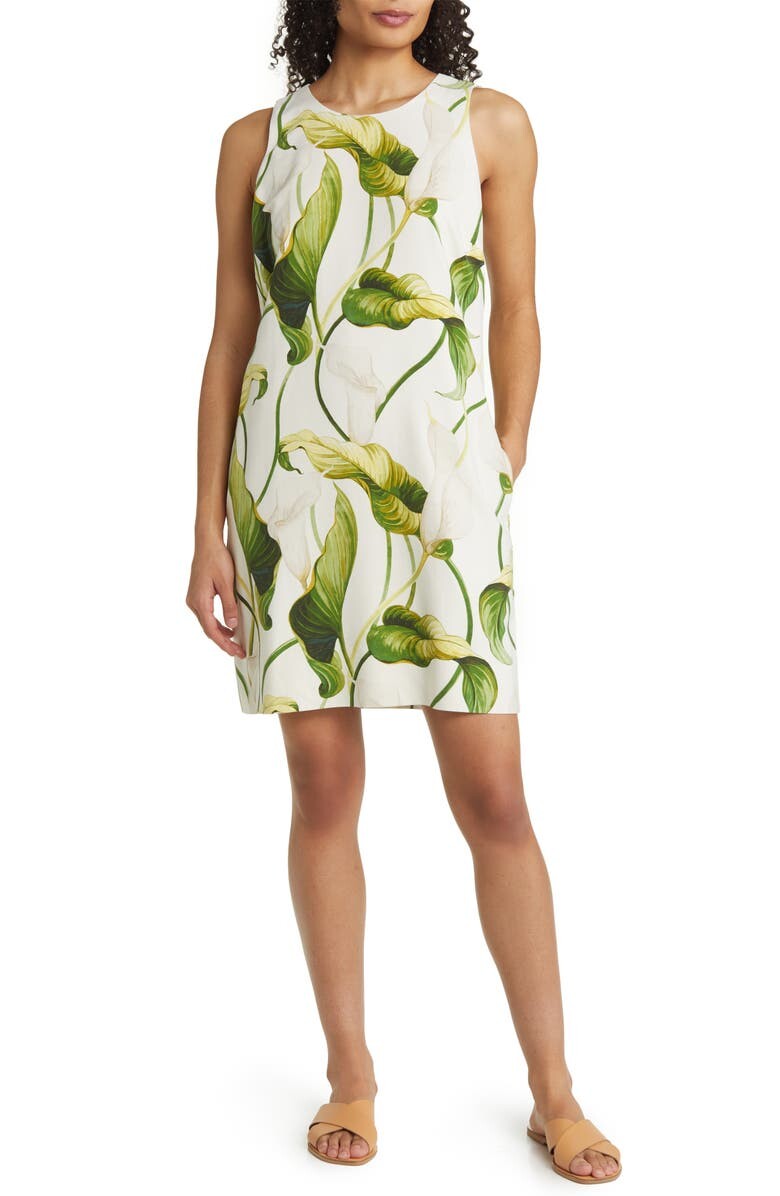 

Шелковое платье прямого кроя без рукавов Graceful Blooms TOMMY BAHAMA, белый