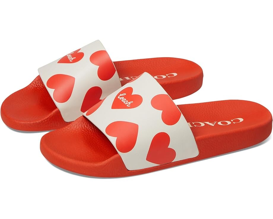 Сандалии COACH Udele Slide, цвет Chalk/Sport Red сандалии coach ulla slide