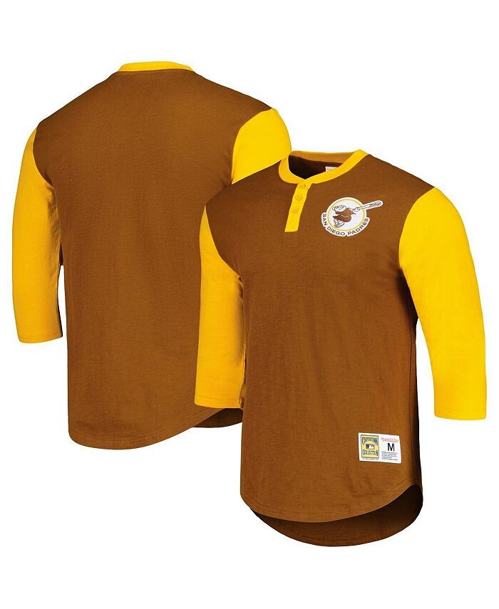 

Мужская коричневая футболка San Diego Padres Cooperstown Collection Legendary Slub Henley с рукавами 3/4 Mitchell & Ness, коричневый