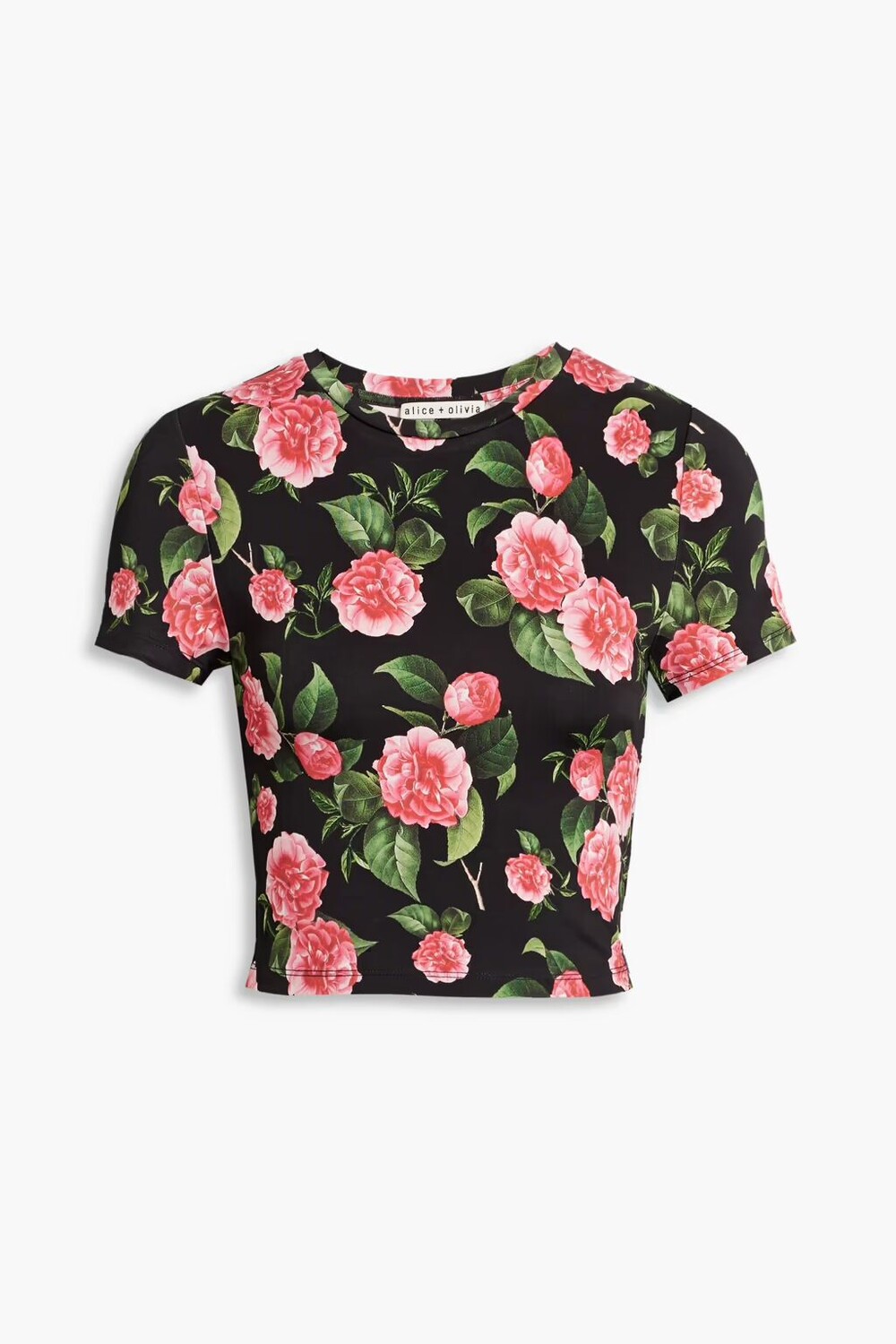 

Укороченная футболка из джерси с цветочным принтом Cindy Alice + Olivia, розовый
