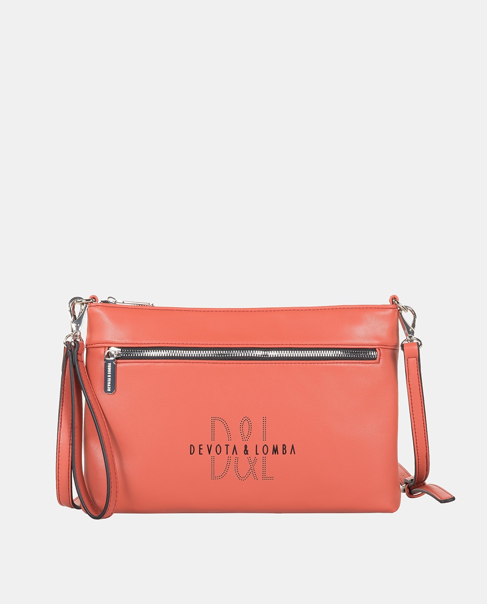 Двойная сумка через плечо на молнии кирпичного цвета Devota & Lomba