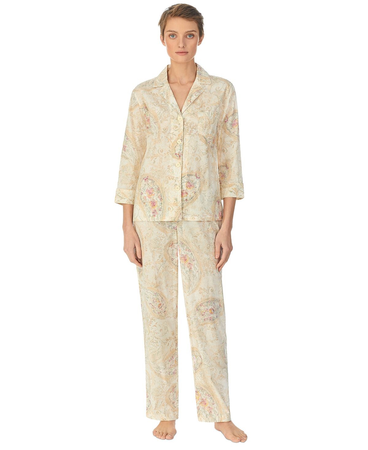 

Женские 2 шт. Пижамный комплект с зубчатым воротником Lauren Ralph Lauren