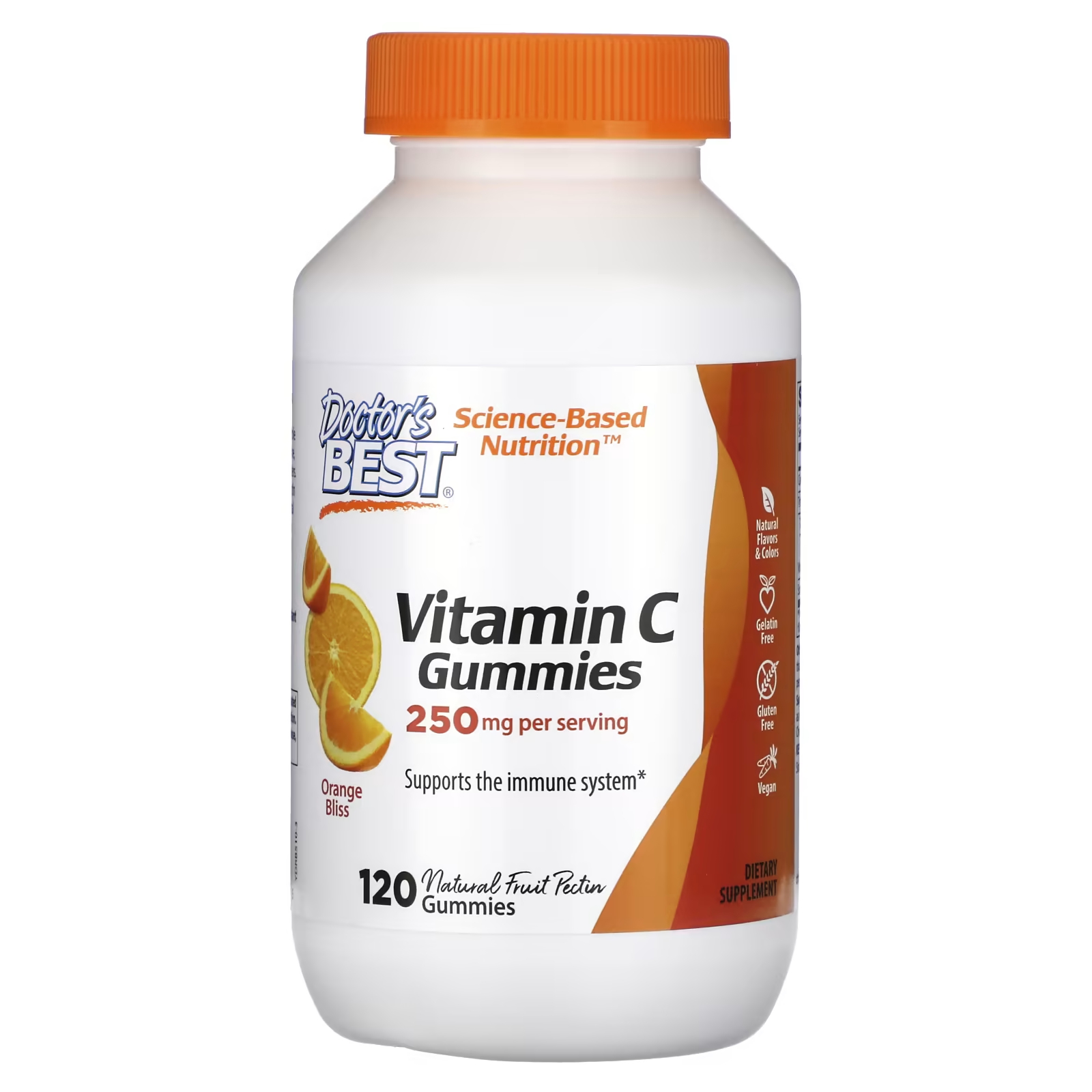 Жевательные конфеты с витамином С Doctor's Best Orange Bliss 250 мг, 120 жевательных конфет