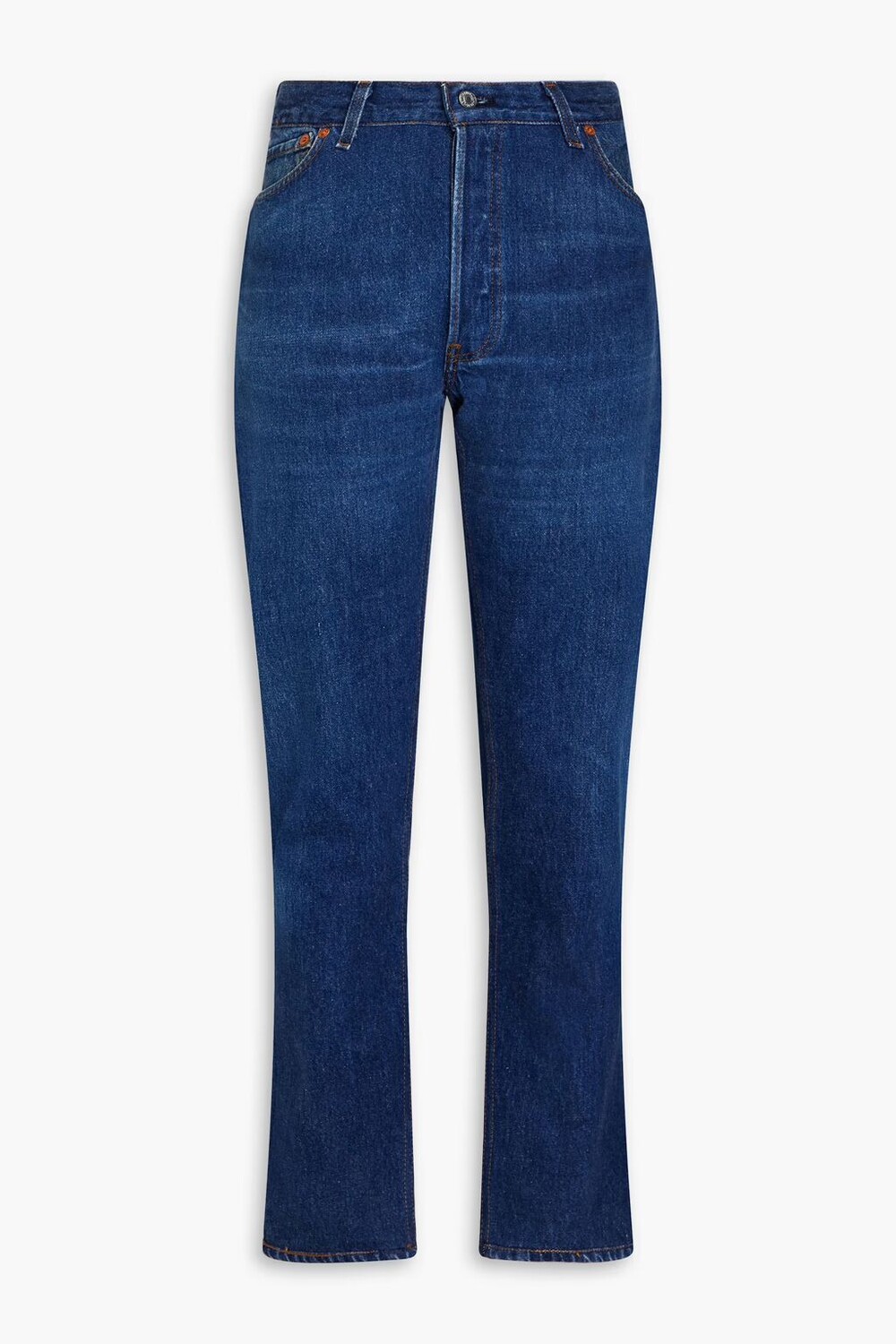 

Джинсы прямого кроя с завышенной талией и эффектом потертости Re/Done With Levi'S, темный деним