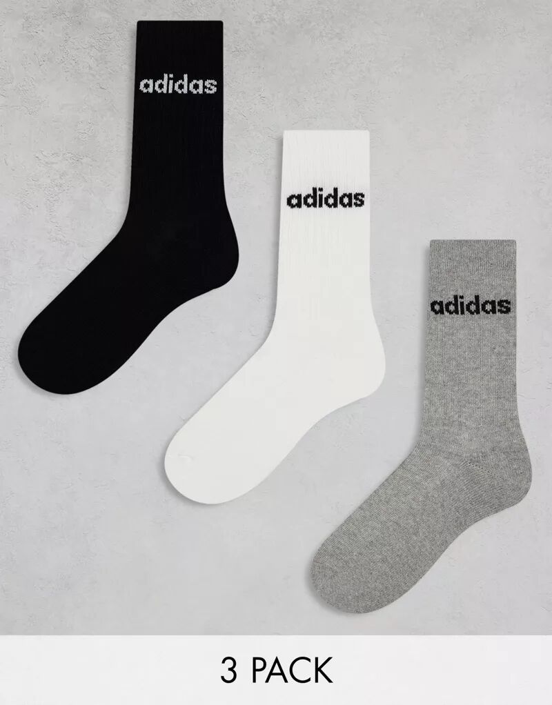 Набор из трех средних носков adidas Originals белого, серого и черного цветов