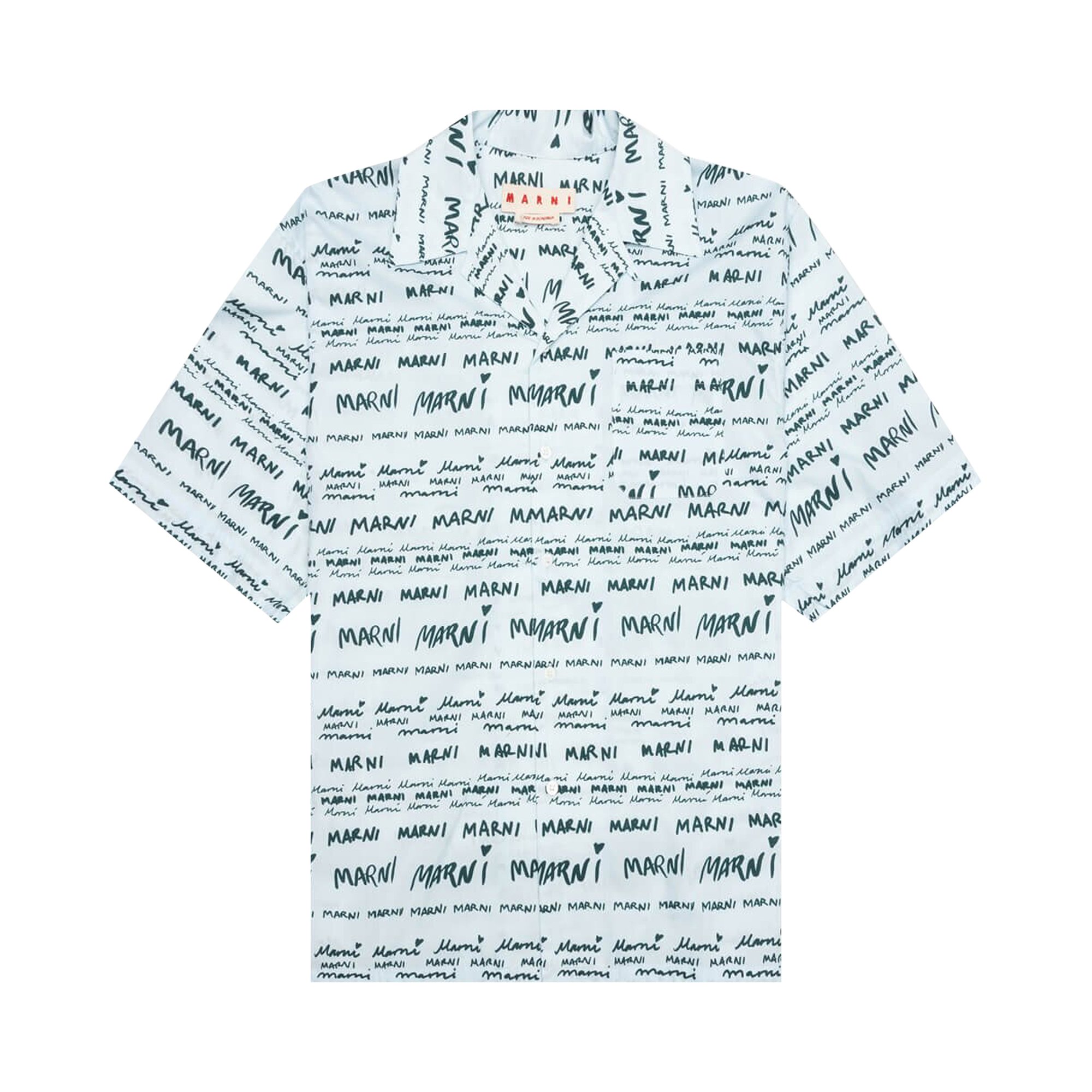 Рубашка для боулинга с короткими рукавами Marni Popeline, цвет Арктика